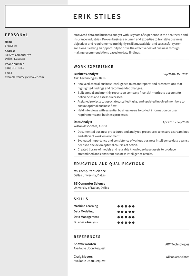 Data Analyst Resume Sample Example Writing Tips 2023 CVmaker