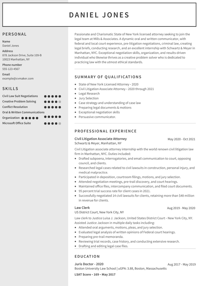 Entry Level Attorney Resume Sample 2022 Writing Tips CVmaker