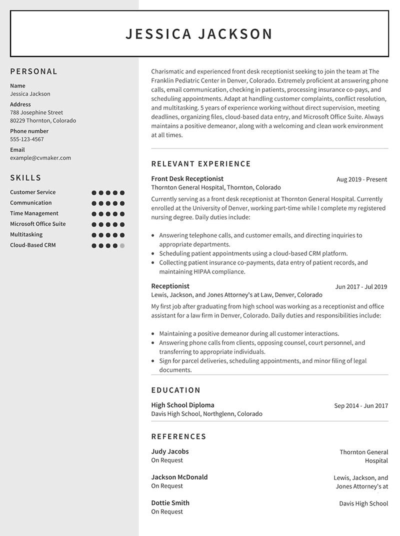 Medical Receptionist Resume Example Writing Tips 2023 CVmaker