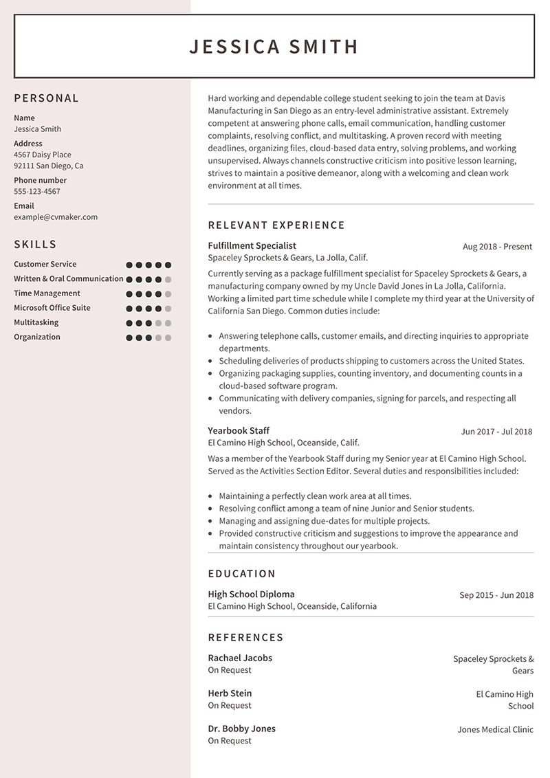 resume writing for administrative positions