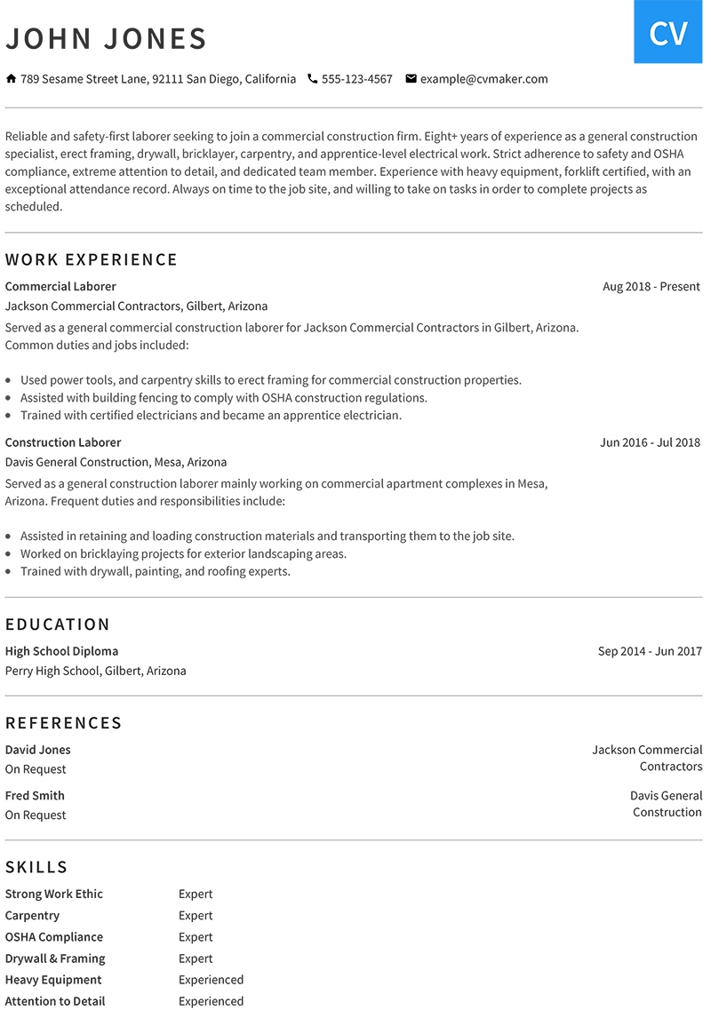 Construction Resume Examples Template Writing Guide For 2023 2023 