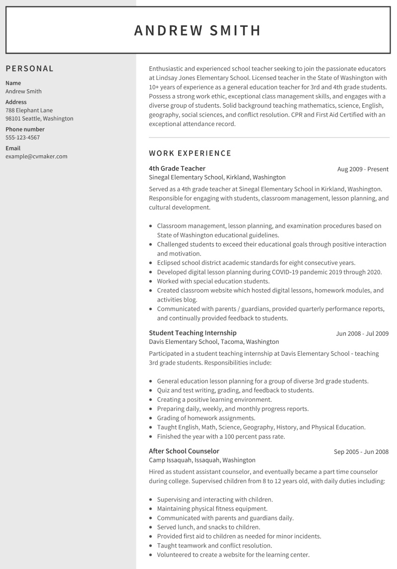 Teacher Resume Examples And How To Write Guide 2022 2022 2241